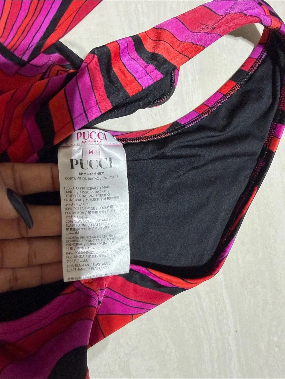 Emilio Pucci Pink, Red & Black One-Piece Swimsuit - Picture 3 of 3